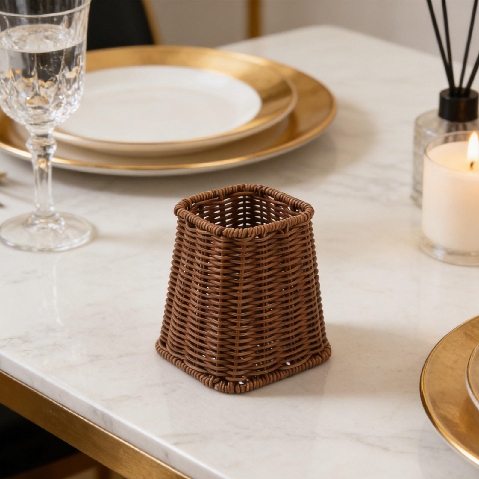 Kitchen Utensil Holder - Tempat Peralatan Makan Vintage Imitasi Rotan