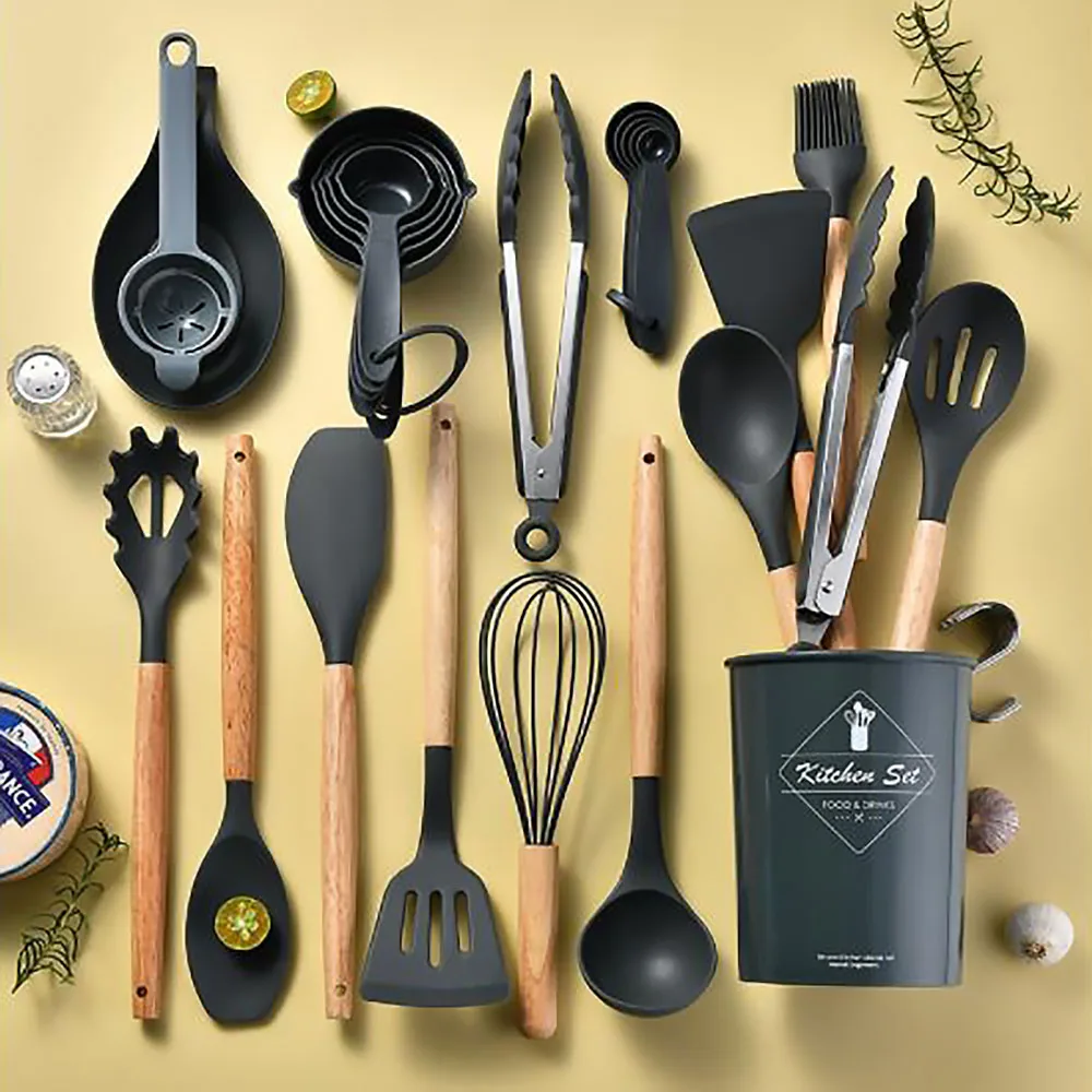 Kitchen Gadgets Under $10 - 34 buah Set peralatan silikon hitam