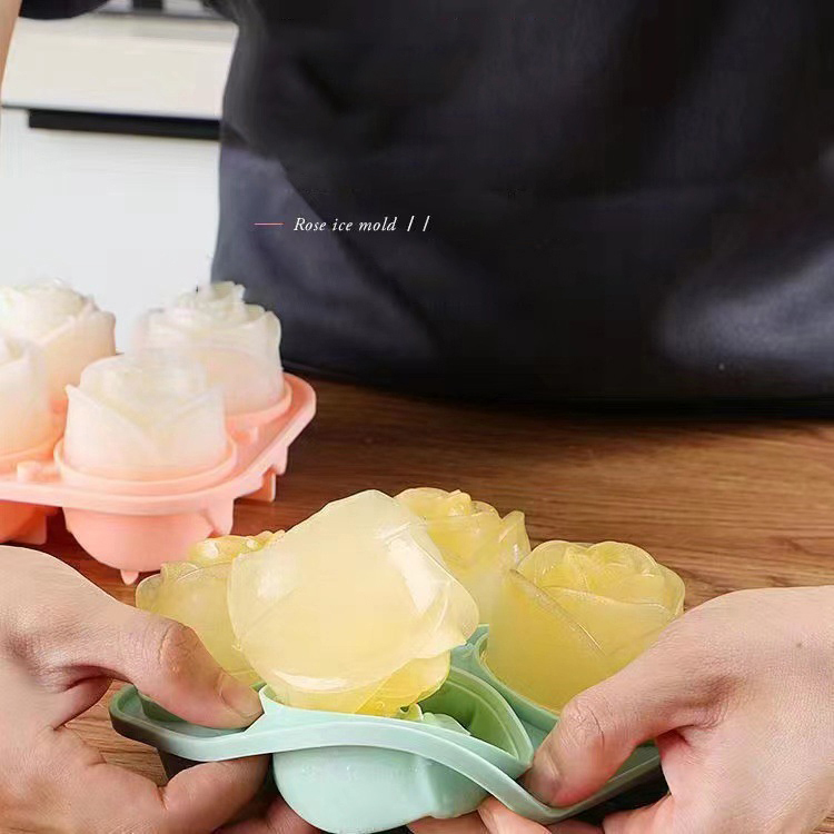 Cetakan es mawar 3D 4 lubang b - Kitchen Utensil Holder ulasan dan harga