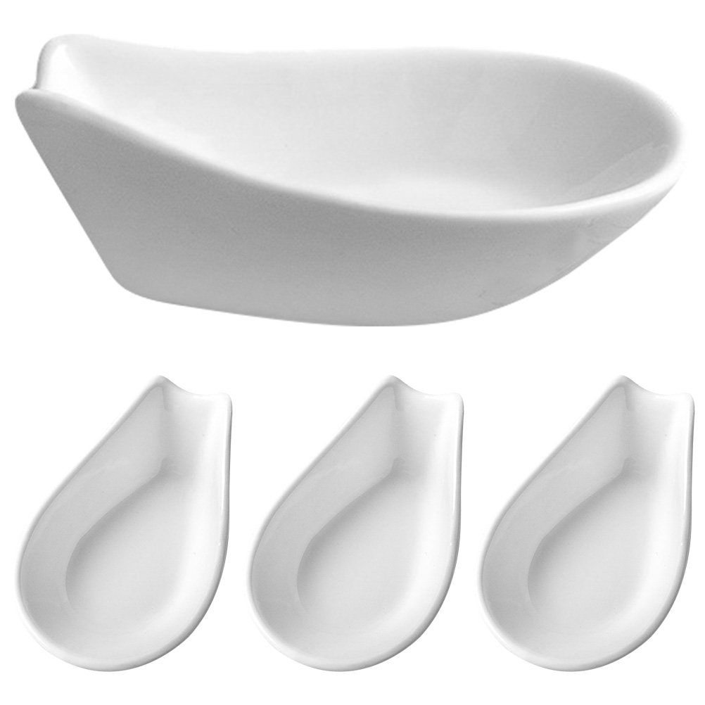 4Pcs Set Alas Sendok Keramik E - Kitchen Utensil Holder ulasan dan harga